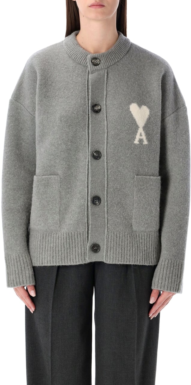 AMI Paris Adc Cardigan Gris Grijs