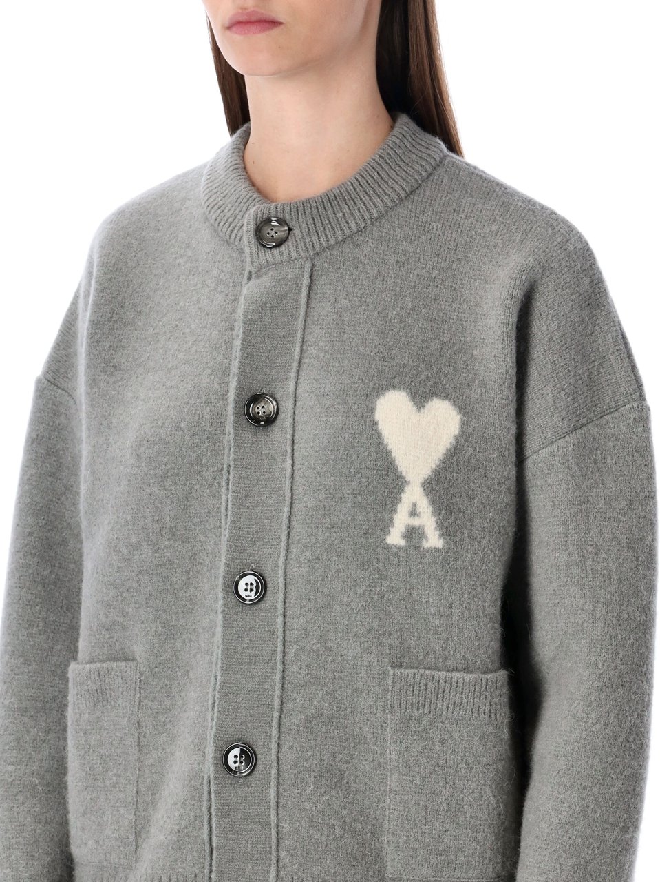 AMI Paris Adc Cardigan Gris Grijs