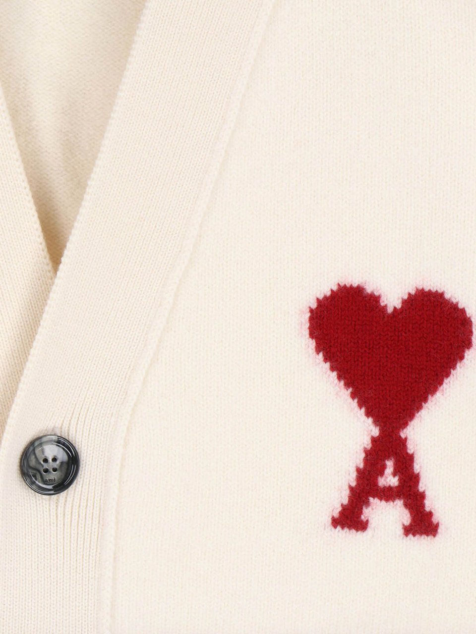 AMI Paris Crema Wool Ami De Coeur Cardigan Neutraal