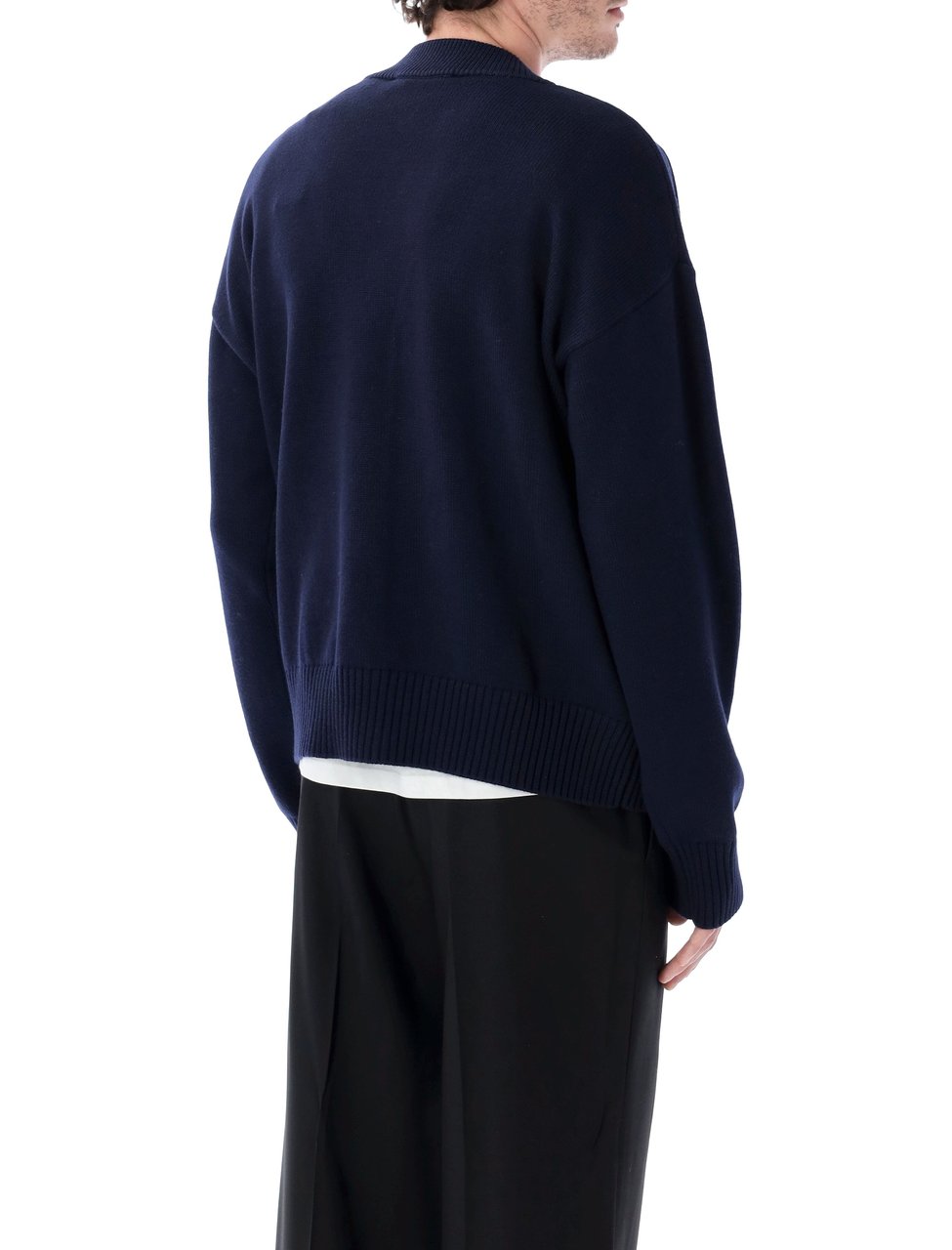 AMI Paris Cardigan With Contrasted Ami De Coeur Bianco Wit