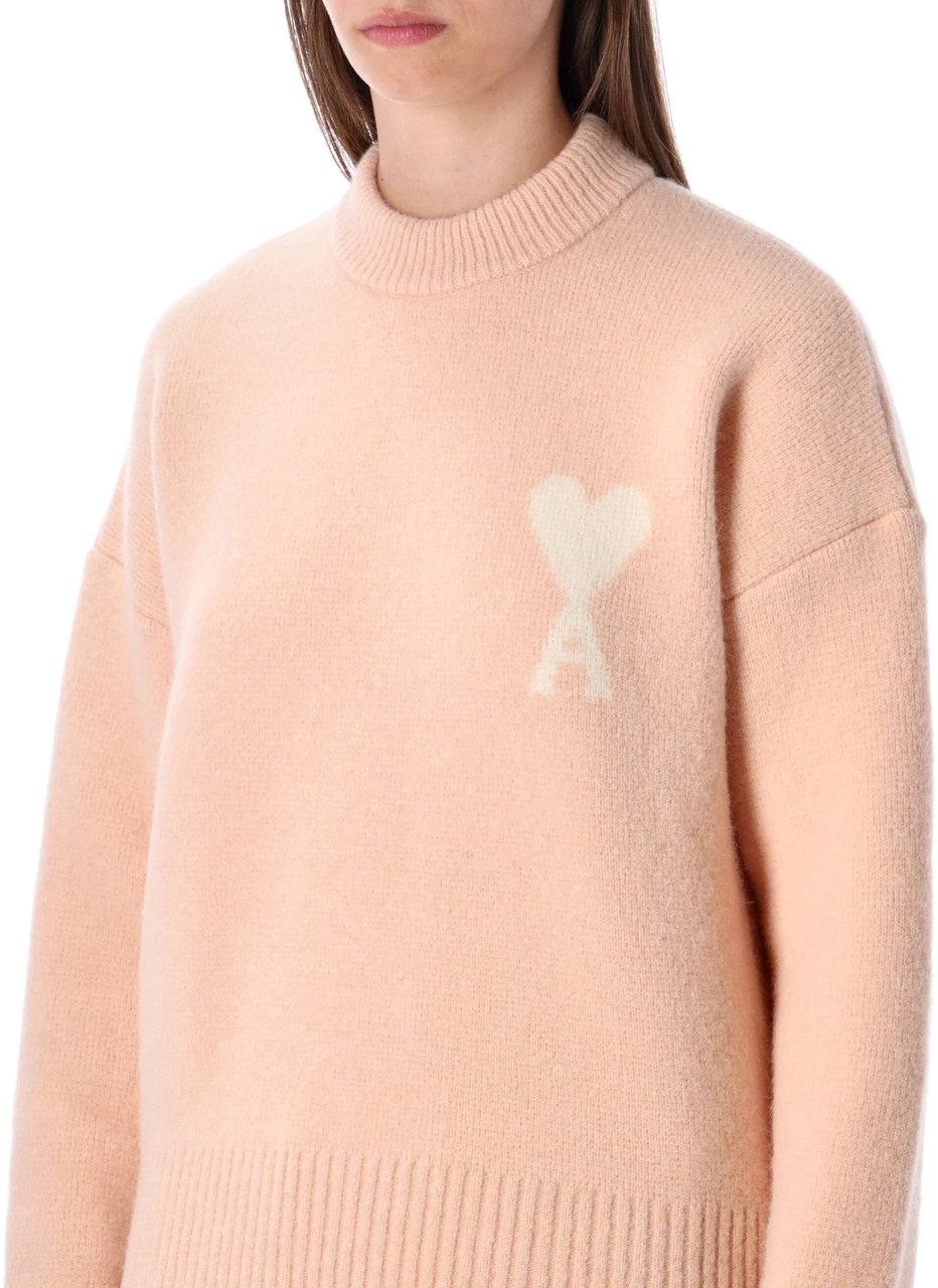 AMI Paris Quota -Ami De Coeur Crewneck Sweater Rosa Roze