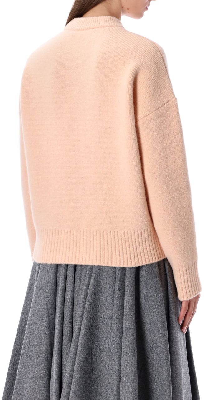 AMI Paris Crew Neck White Heart Rosa Roze