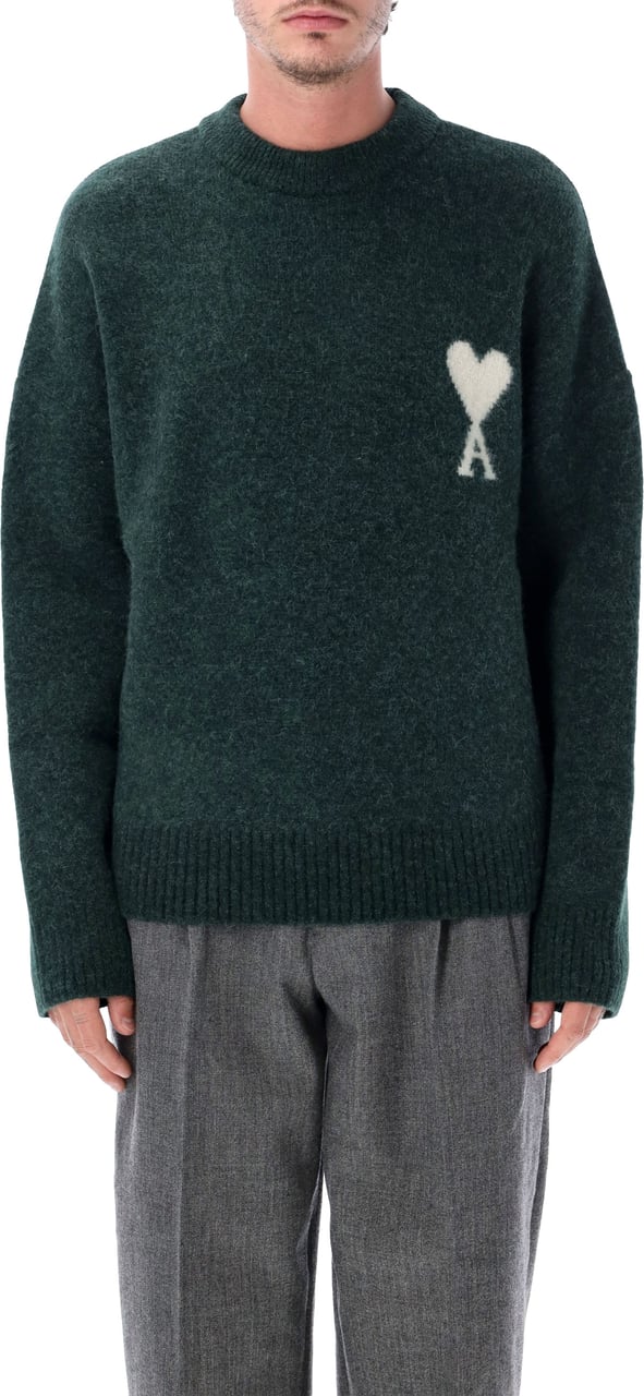AMI Paris Crewneck Sweater Adc Verde Donkergroen