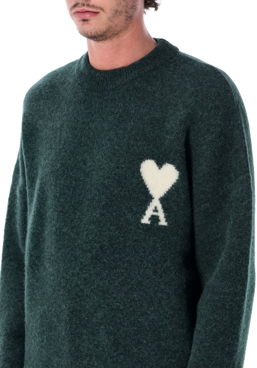 AMI Paris Crewneck Sweater Adc Verde Donkergroen