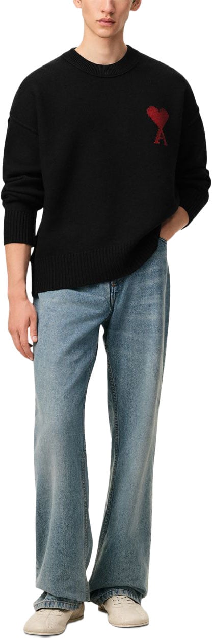 AMI Paris Sweaters Noir/Rouge Zwart