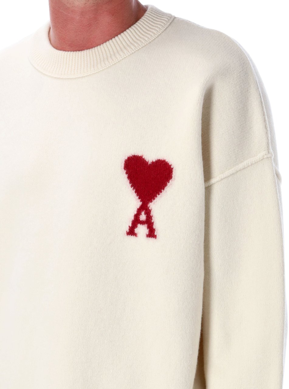 AMI Paris Crewneck Knit Big Heart Beige Beige