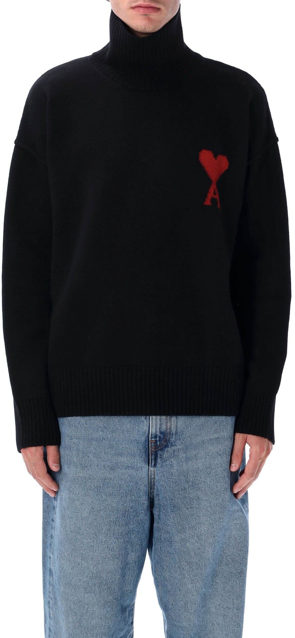 AMI Paris Red Adc High Neck Nero Zwart