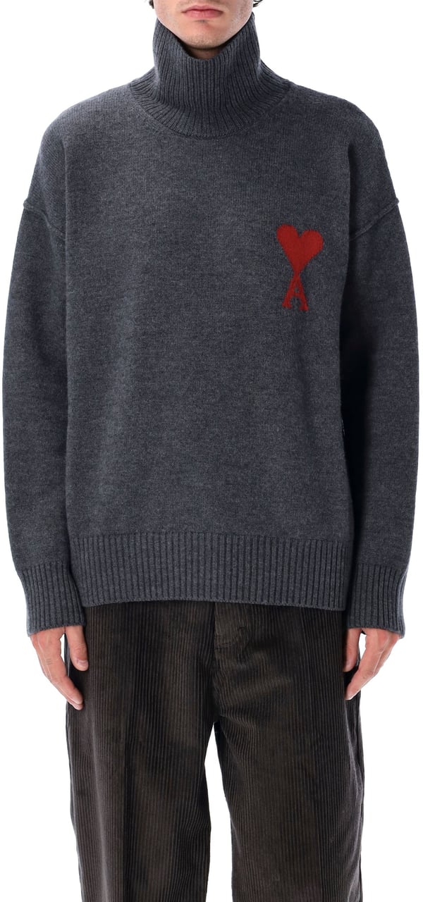 AMI Paris Red Adc High Neck Grigio Grijs