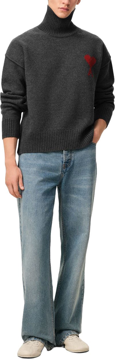 AMI Paris Sweaters Gris Chiné Donkergrijs
