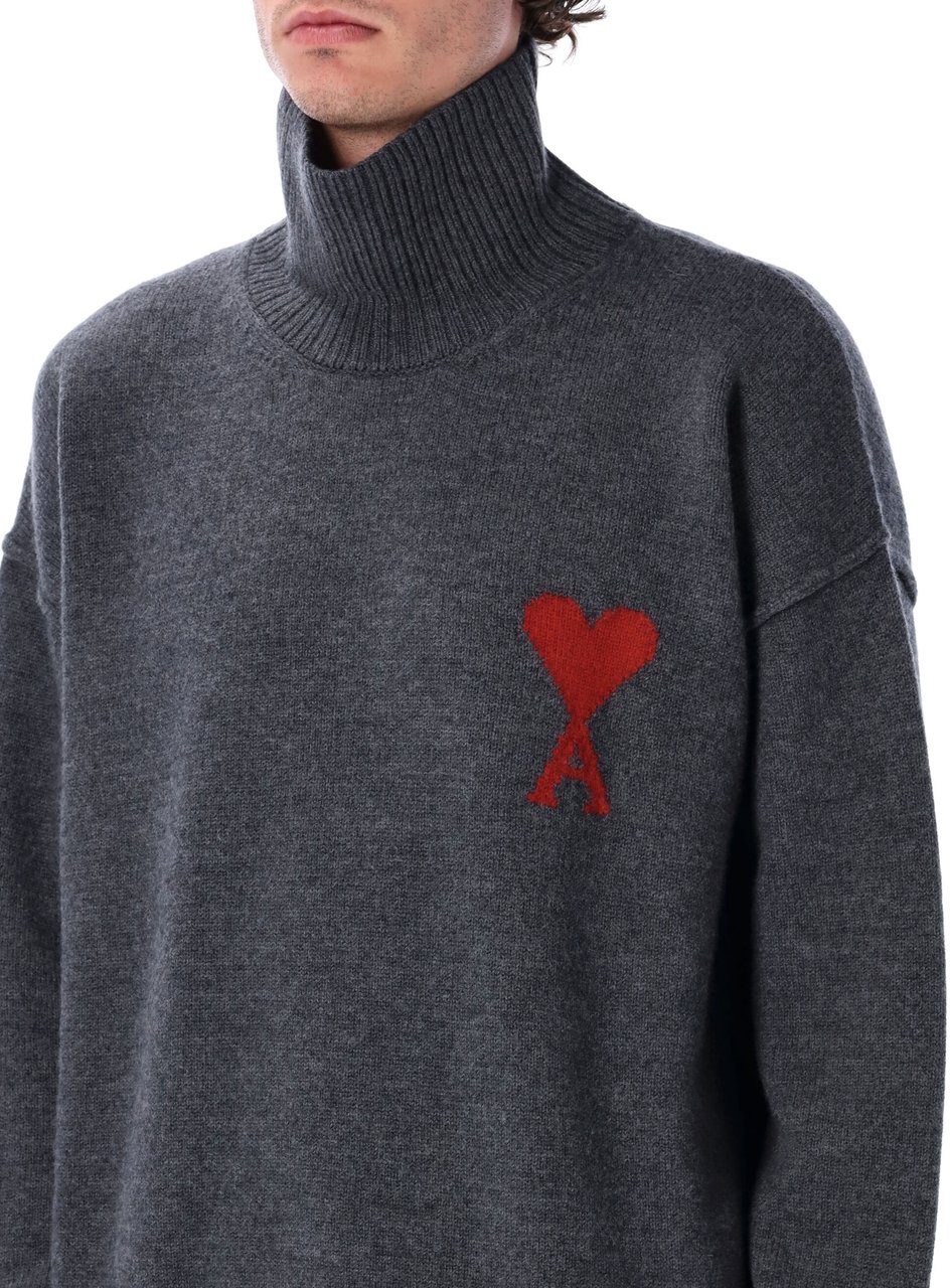 AMI Paris Red Adc High Neck Grigio Grijs