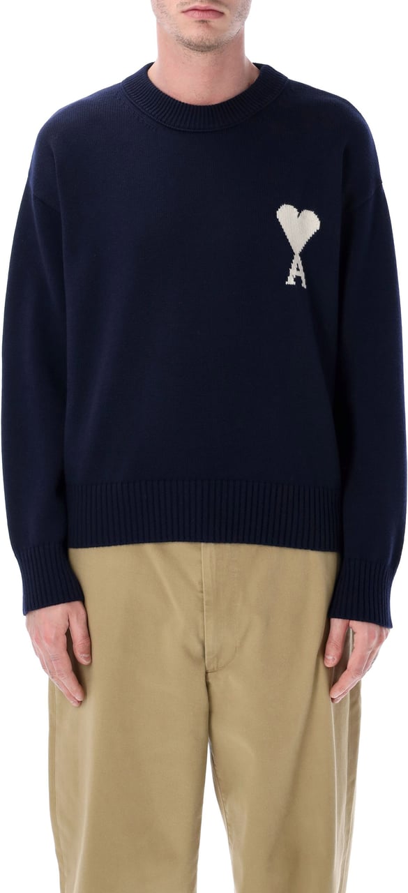 AMI Paris Ami De Coeur Crewneck Blu Blauw