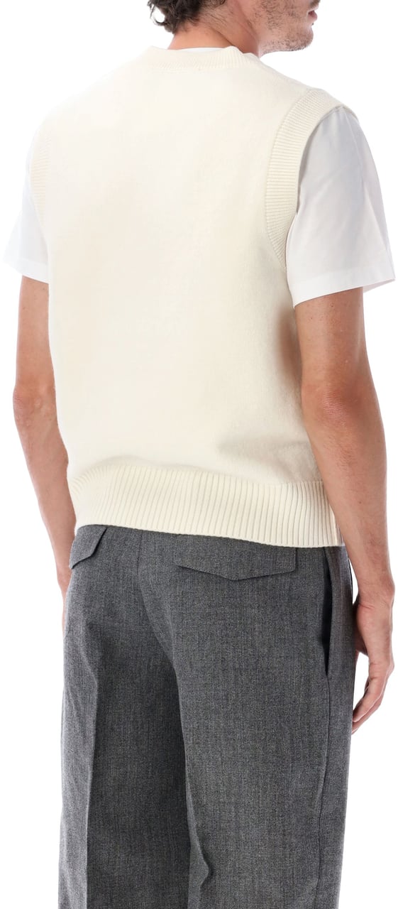 AMI Paris Sleeveless Sweater Adc Beige Wit