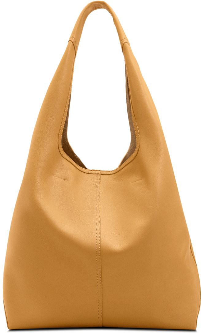 AMI Paris Honey Leather Shoulder Bag With Embossed Logo Bruin