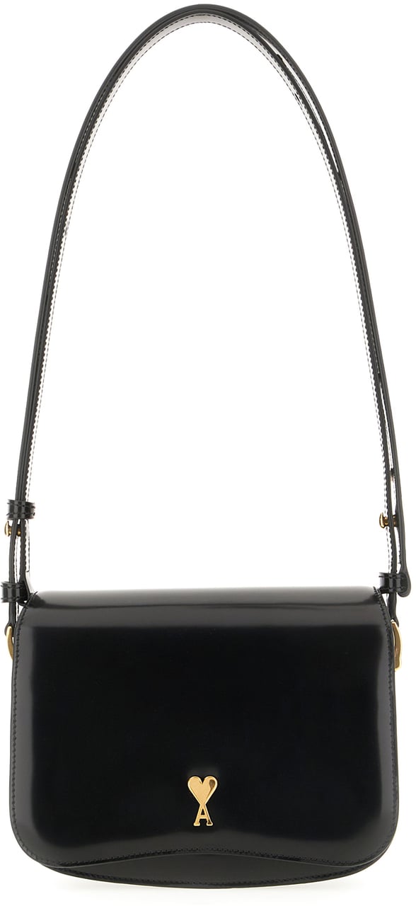 AMI Paris Ami Paris Black leather Paris Paris shoulder bag Zwart