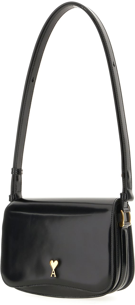 AMI Paris Ami Paris Black leather Paris Paris shoulder bag Zwart