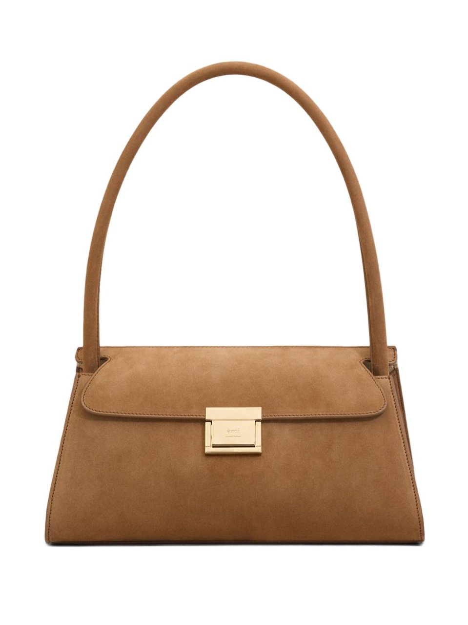 AMI Paris Brown Studs Suede Shoulder Bag Bruin