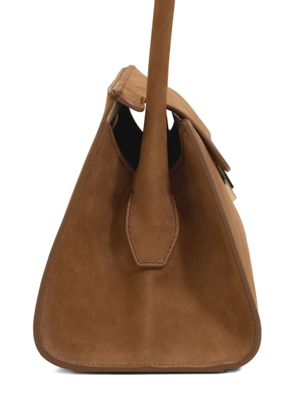AMI Paris Brown Studs Suede Shoulder Bag Bruin