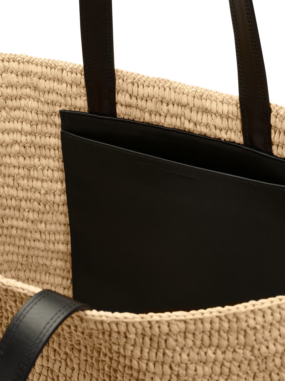 AMI Paris Natural Beige Woven Raffia Tote Bag Neutraal