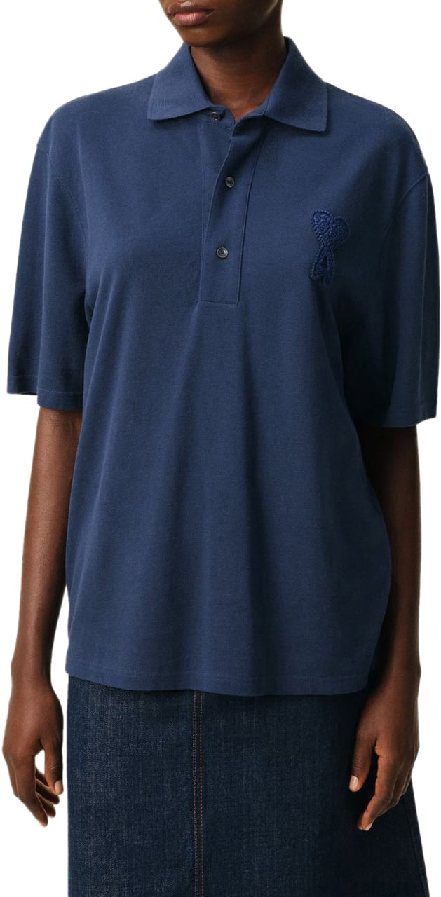 AMI Paris T-Shirts And Polos Blue Blauw