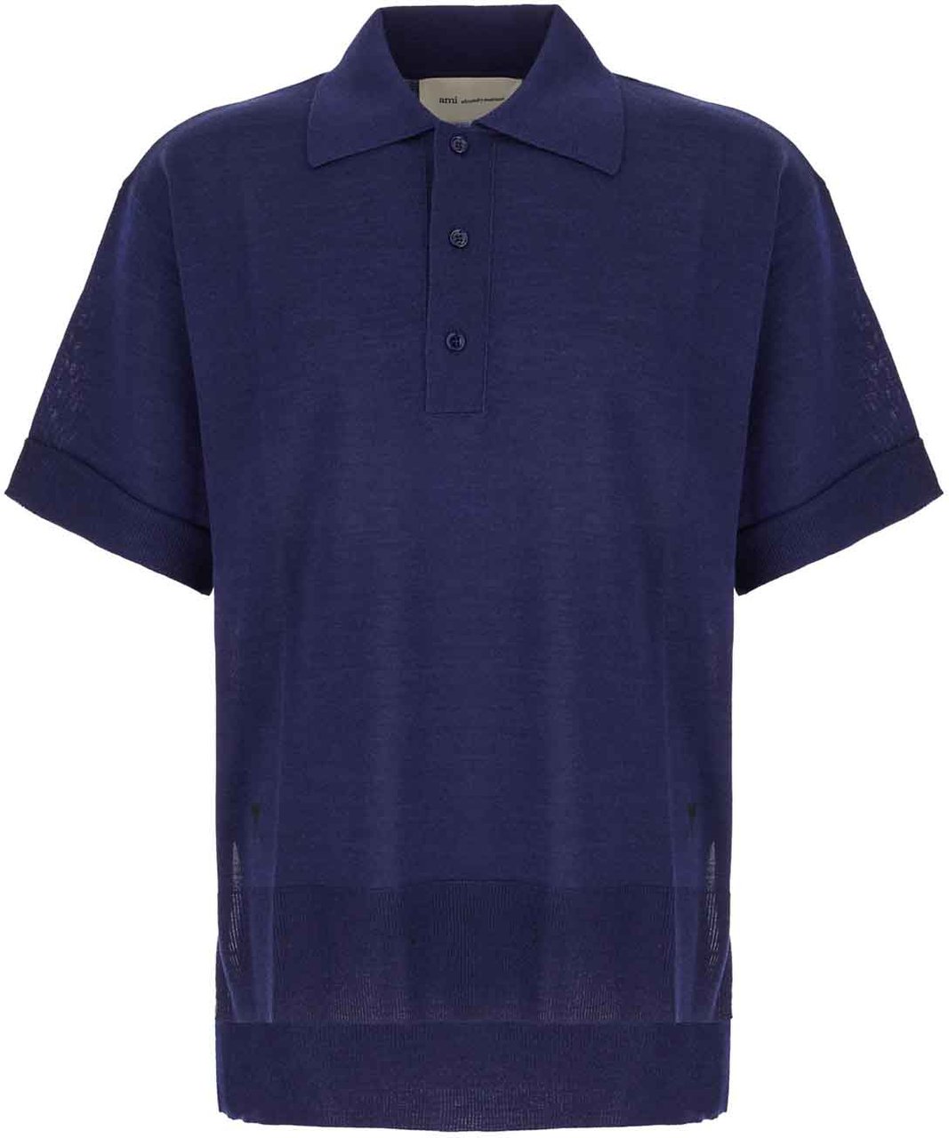 AMI Paris Ami Paris Navy blue wool blend polo shirt Blauw