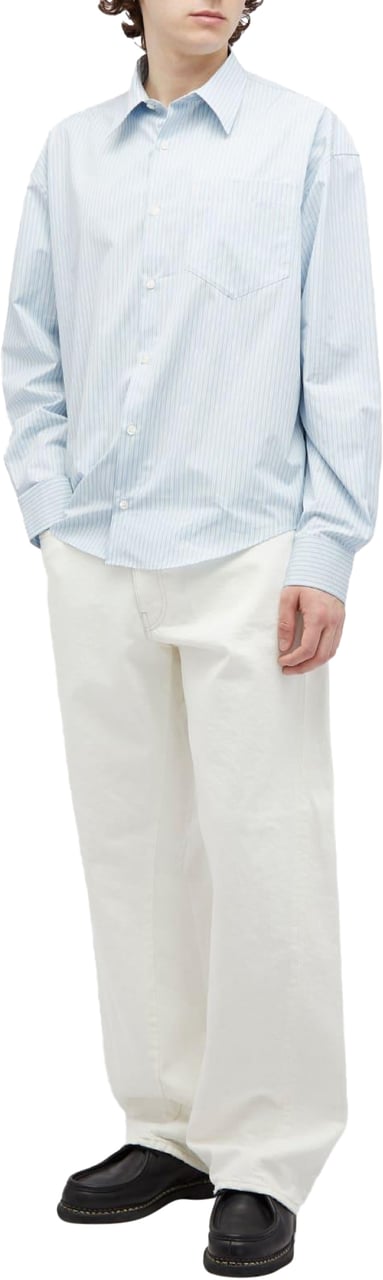 AMI Paris De Coeur Boxy Fit Striped Shirt Blauw
