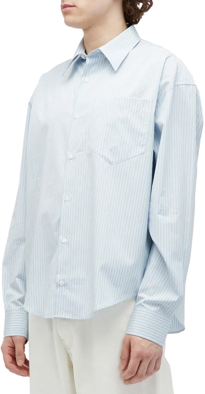 AMI Paris De Coeur Boxy Fit Striped Shirt Blauw