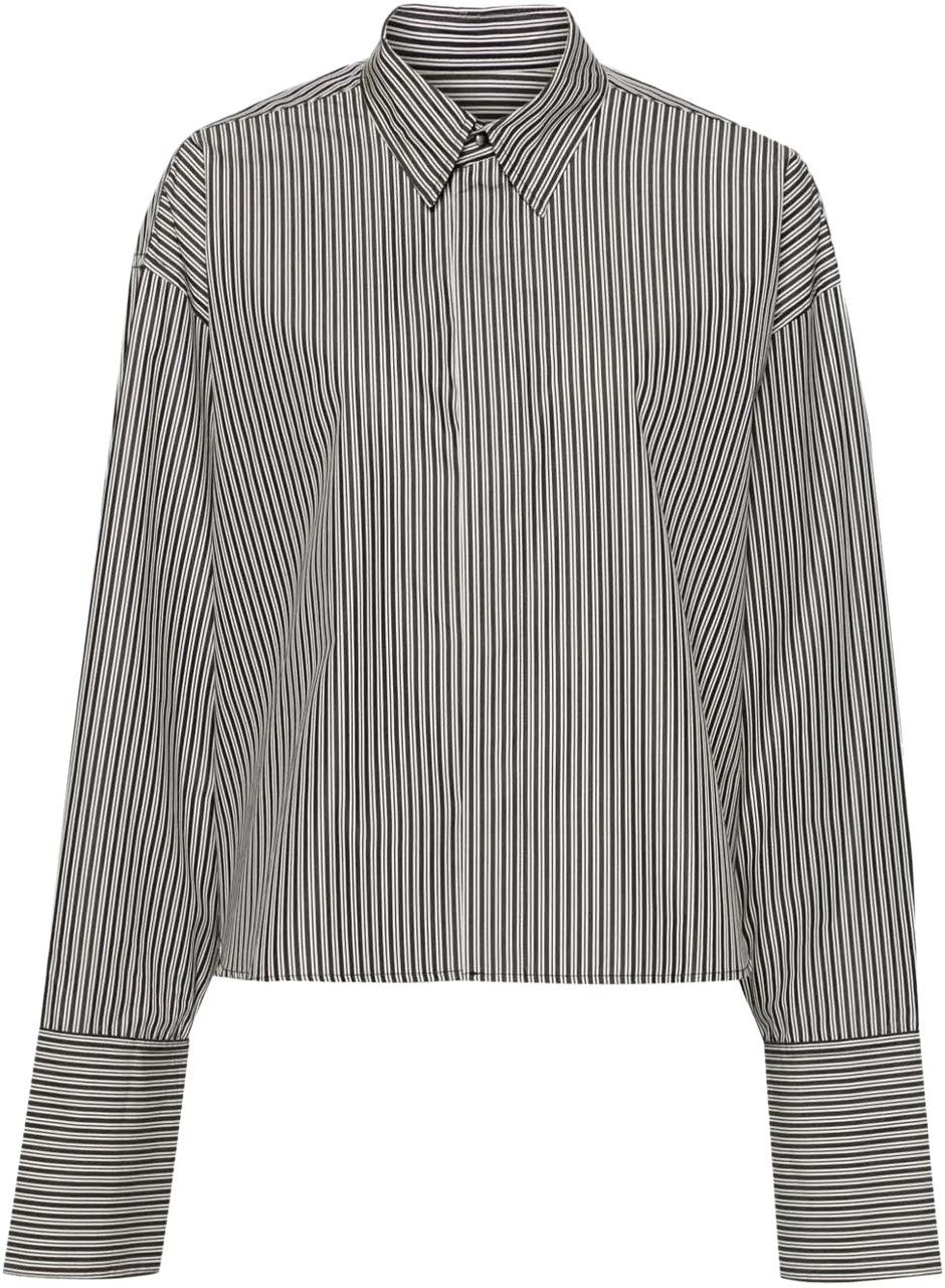 AMI Paris Boxy Fit Striped Shirt Zwart