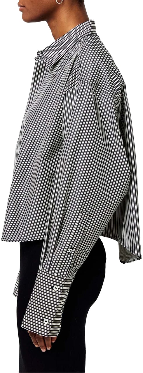 AMI Paris Boxy Fit Striped Shirt Zwart