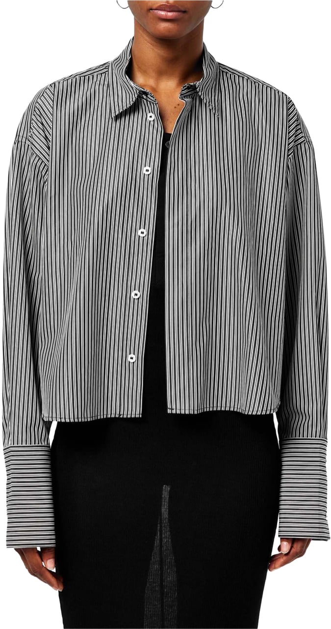 AMI Paris Boxy Fit Striped Shirt Zwart