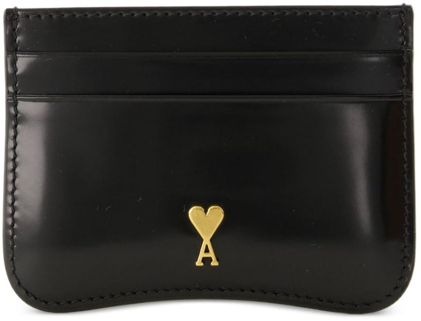 AMI Paris Square-Shaped Black Wallet With Card Slots Zwart
