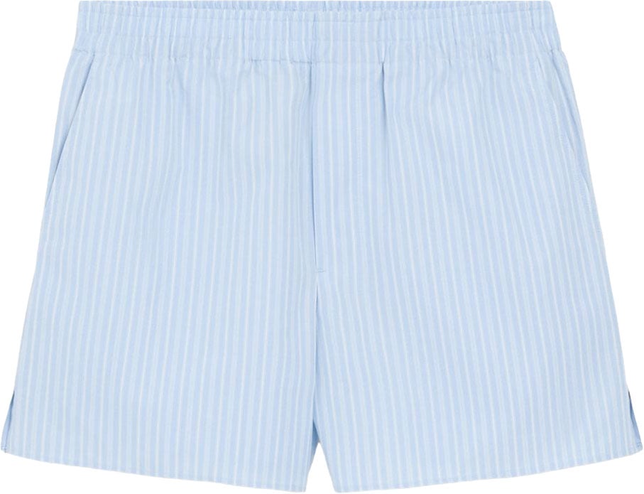AMI Paris Light Blue Striped Shorts Blauw