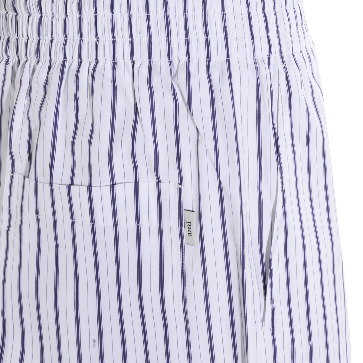 AMI Paris Vertical Striped Shorts Wit