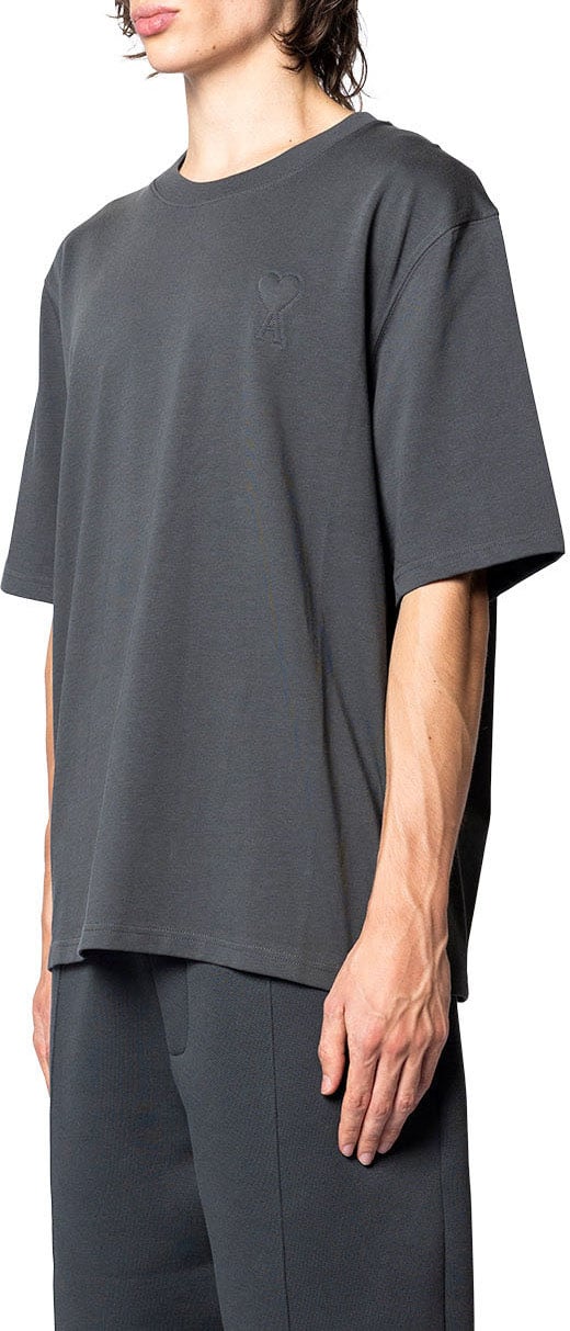 AMI Paris BIG ADC EMBOSSED TSHIRT ANTHRACITE Grijs