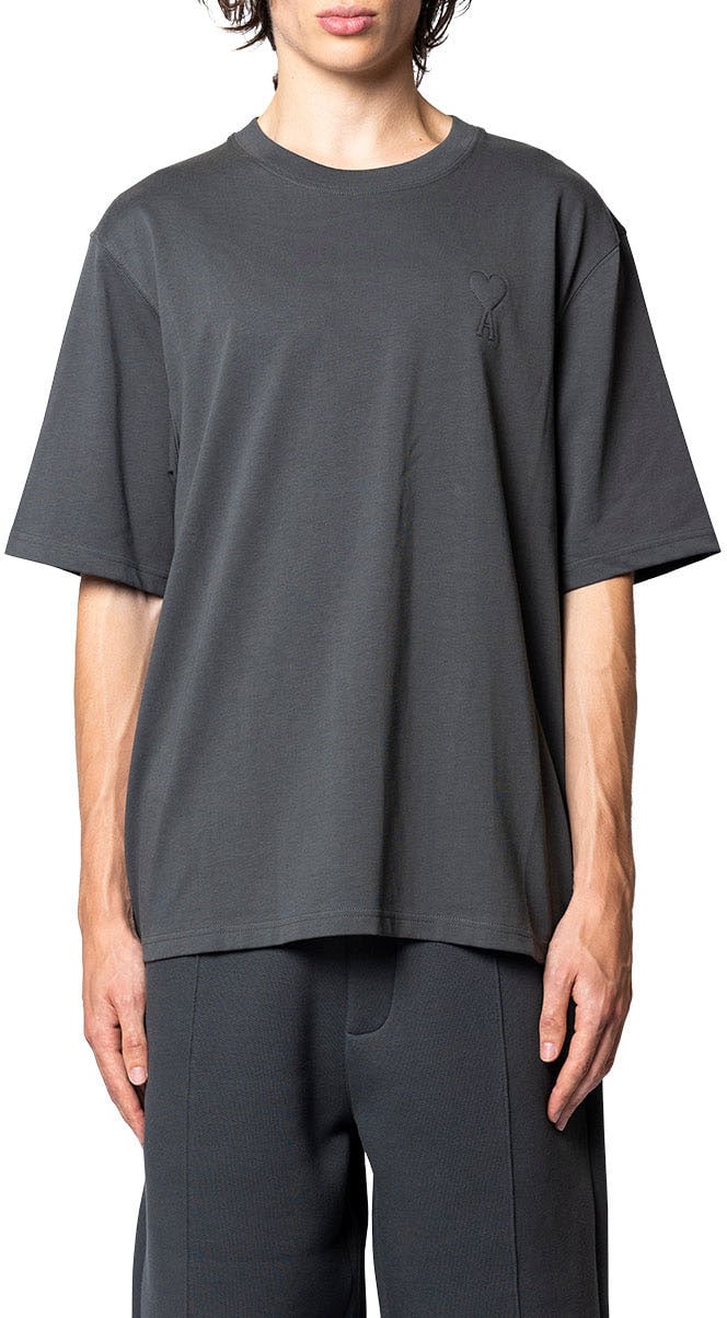 AMI Paris BIG ADC EMBOSSED TSHIRT ANTHRACITE Grijs
