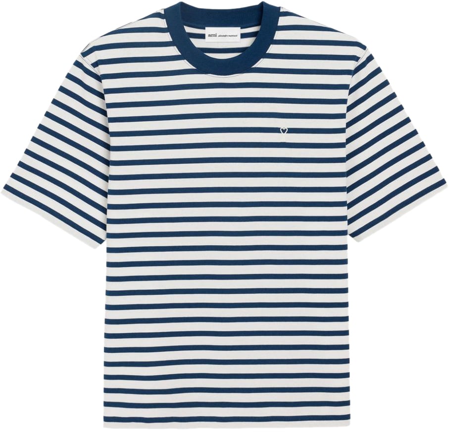 AMI Paris T-Shirts And Polos White Blue Blauw