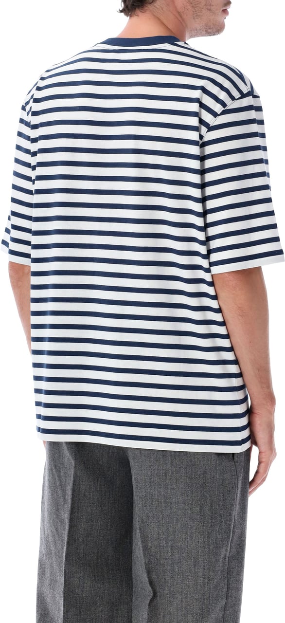 AMI Paris Quota -Short Sleeves Boxy Fit Mariniere Blu Divers