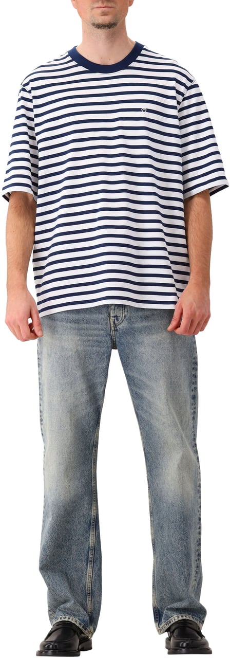AMI Paris T-Shirt Blauw Mariniere Blauw