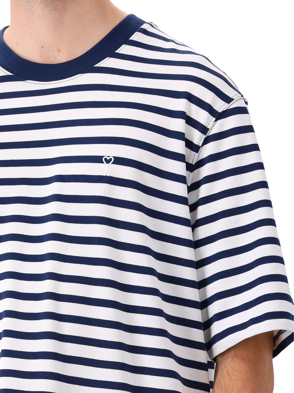 AMI Paris T-Shirt Blauw Mariniere Blauw