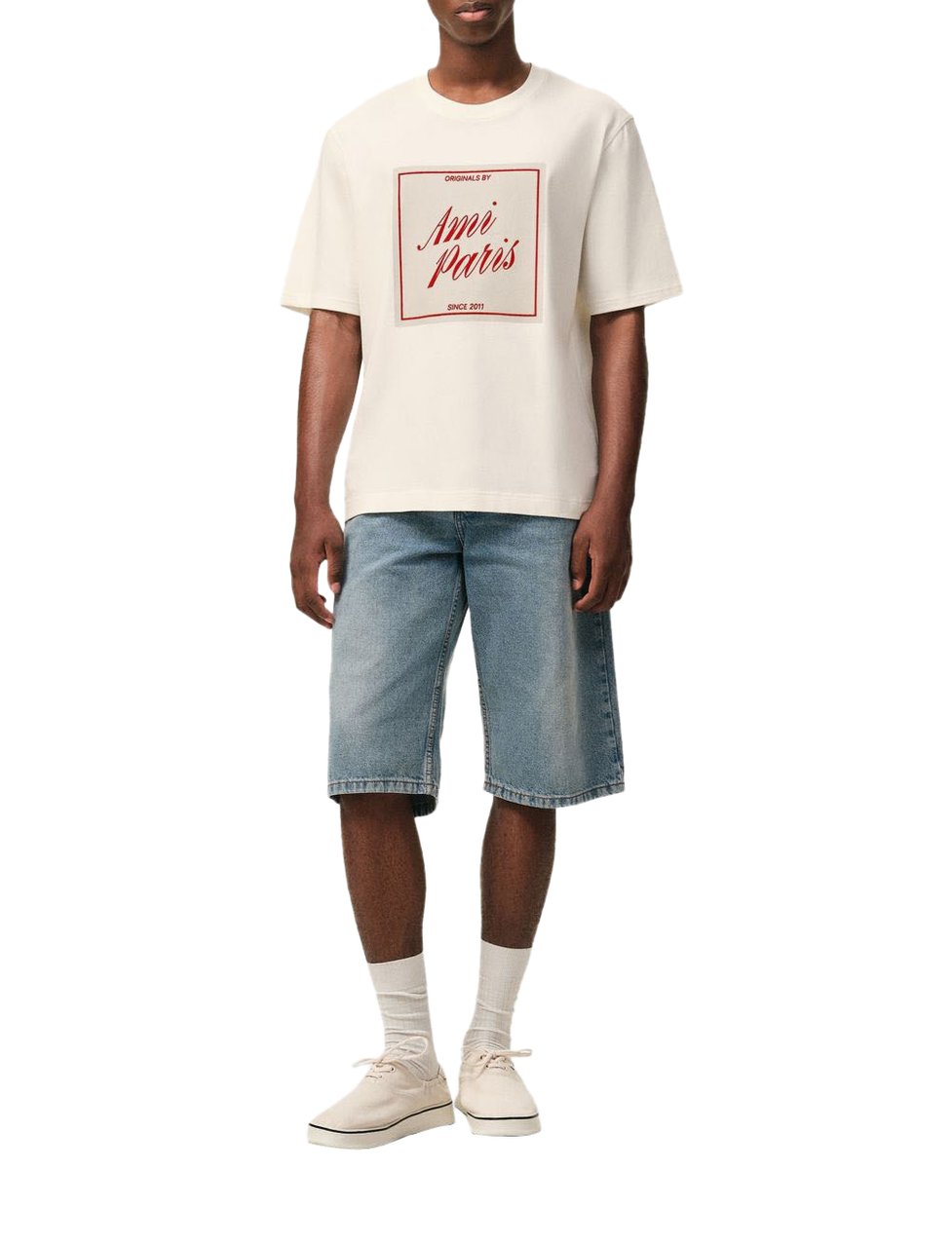 AMI Paris T-Shirts And Polos Blanc Creme Beige