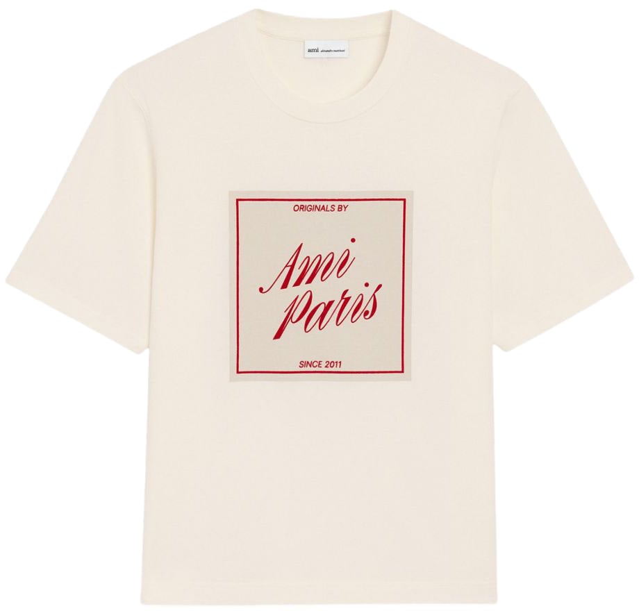 AMI Paris T-Shirts And Polos Blanc Creme Beige