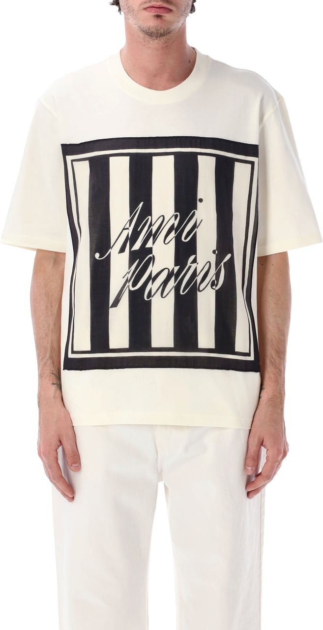 AMI Paris Sewn Scarf Tee Bianco Wit