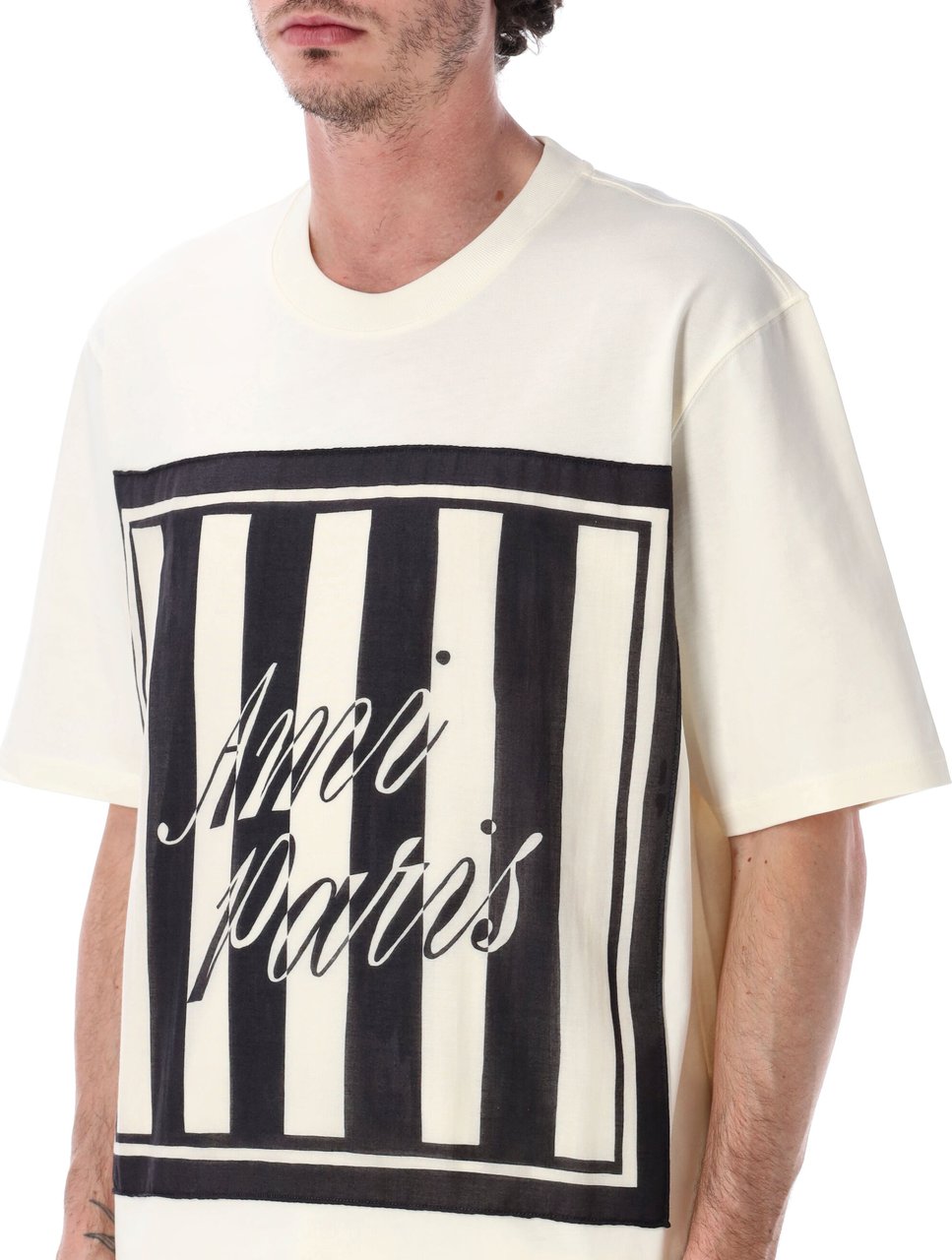AMI Paris Sewn Scarf Tee Bianco Wit