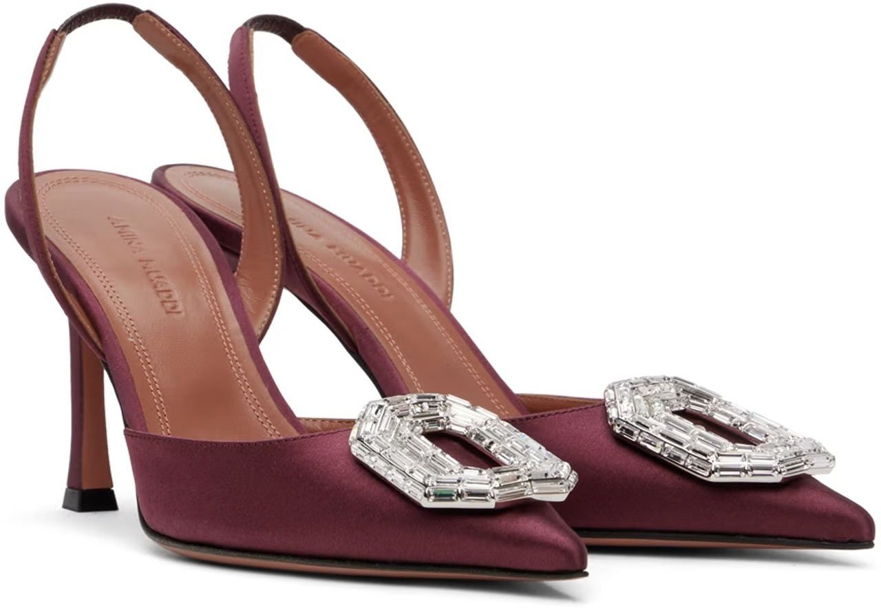 Amina Muaddi Amina Muaddi Camelia Sling 90 Satin Pumps Rood