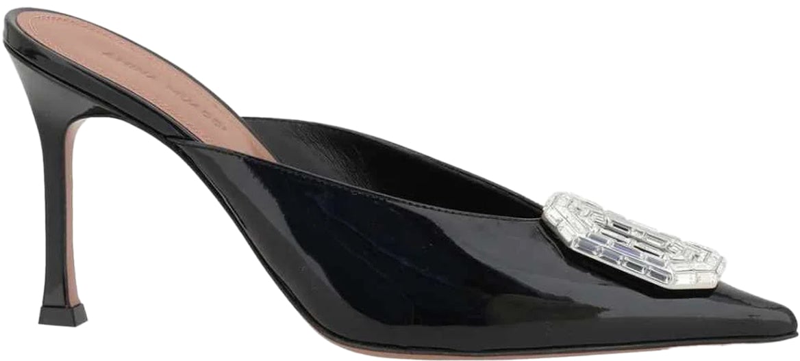 Amina Muaddi Amina Muaddi Camelia Patent 90 Mules Zwart