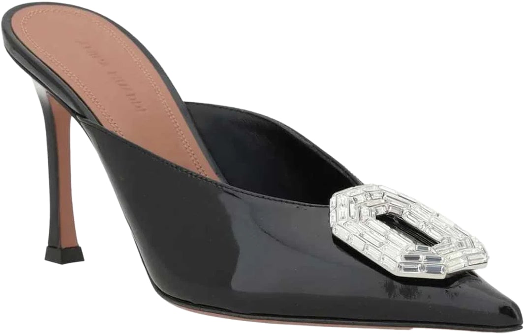Amina Muaddi Amina Muaddi Camelia Patent 90 Mules Zwart