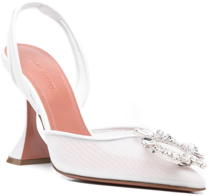 Amina Muaddi With Heel White Wit