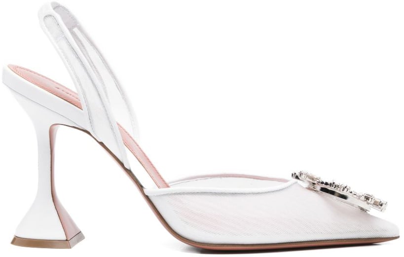 Amina Muaddi With Heel White Wit