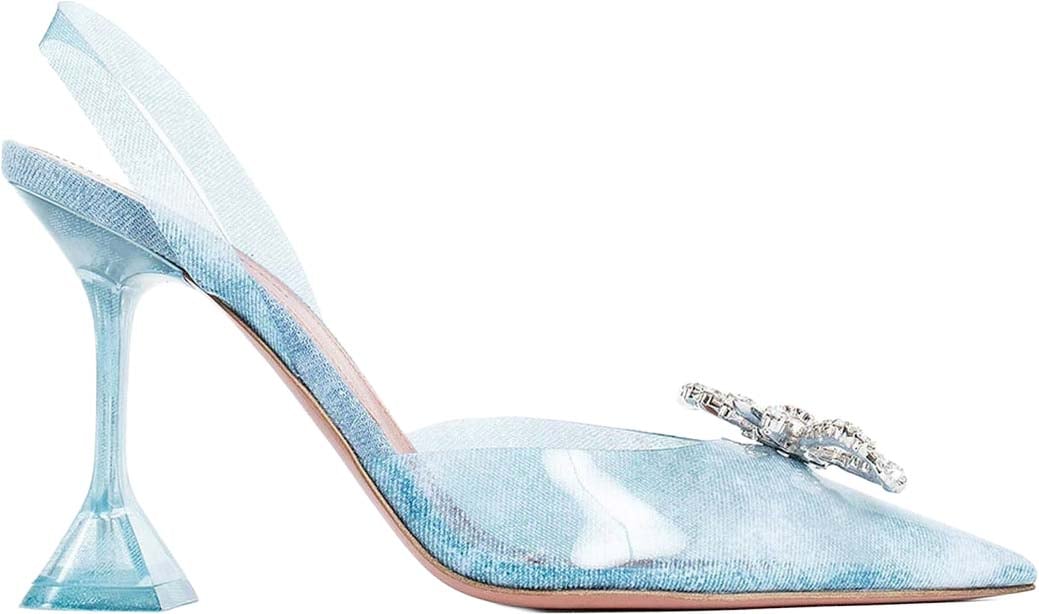 Amina Muaddi 95mm Rosie Glass Pumps Blauw