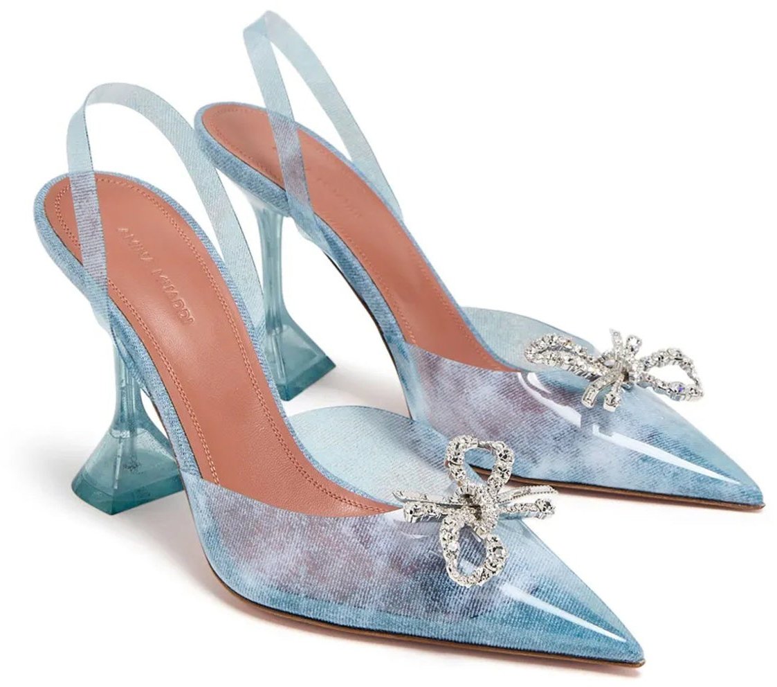Amina Muaddi 95mm Rosie Glass Pumps Blauw