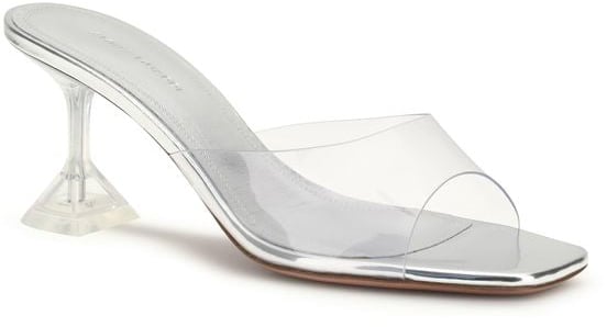 Amina Muaddi Silver Pvc Stiletto Heel Sandals Zilver